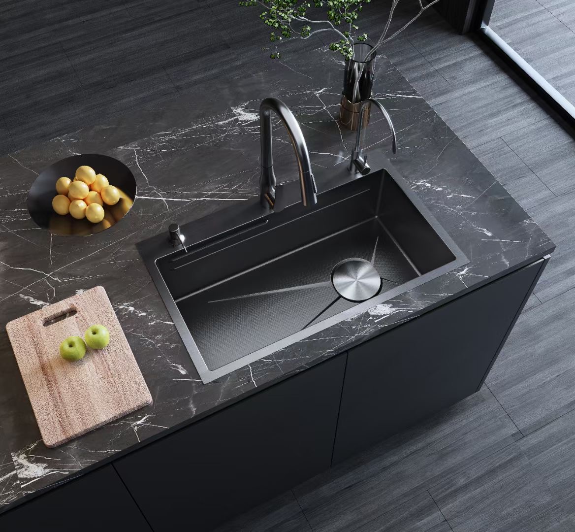 stainless steel waterfall kitchen sink